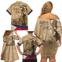 Philippines Memorial Day Family Matching Off Shoulder Short Dress and Hawaiian Shirt Honor The Fallen