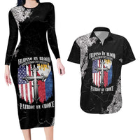 Personalized Philippines And USA Couples Matching Long Sleeve Bodycon Dress and Hawaiian Shirt Grunge Style