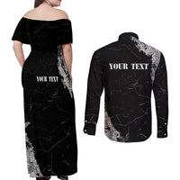 Personalized Philippines And USA Couples Matching Off Shoulder Maxi Dress and Long Sleeve Button Shirt Grunge Style