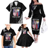 Personalized Philippines And USA Family Matching Off The Shoulder Long Sleeve Dress and Hawaiian Shirt Grunge Style