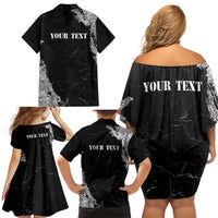 Personalized Philippines And USA Family Matching Off Shoulder Short Dress and Hawaiian Shirt Grunge Style