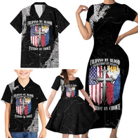 Personalized Philippines And USA Family Matching Short Sleeve Bodycon Dress and Hawaiian Shirt Grunge Style