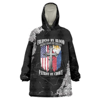 Personalized Philippines And USA Wearable Blanket Hoodie Grunge Style LT05 - Wonder Print Shop