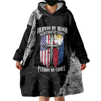 Personalized Philippines And USA Wearable Blanket Hoodie Grunge Style LT05 - Wonder Print Shop