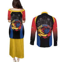 Venezuela Libre Couples Matching Puletasi and Long Sleeve Button Shirt Freedom And National Pride - Wonder Print Shop
