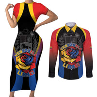 Venezuela Libre Couples Matching Short Sleeve Bodycon Dress and Long Sleeve Button Shirt Freedom And National Pride - Wonder Print Shop