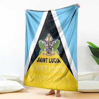 Saint Lucia Blanket Coat Of Arm With Palm Leaf Pattern