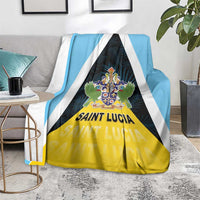 Saint Lucia Blanket Coat Of Arm With Palm Leaf Pattern