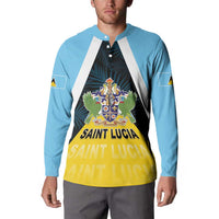 Personalised Saint Lucia Button Sweatshirt Coat Of Arm With Palm Leaf Pattern