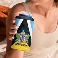 Personalised Saint Lucia 4 in 1 Can Cooler Tumbler Coat Of Arm With Palm Leaf Pattern