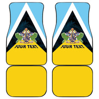Saint Lucia Car Mats Coat Of Arm With Palm Leaf Pattern