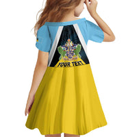Personalised Saint Lucia Family Matching Mermaid Dress and Hawaiian Shirt Coat Of Arm With Palm Leaf Pattern