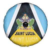 Saint Lucia Spare Tire Cover Coat Of Arm With Palm Leaf Pattern