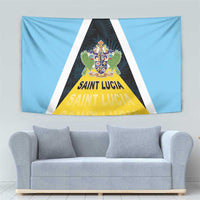 Saint Lucia Tapestry Coat Of Arm With Palm Leaf Pattern