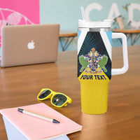 Personalised Saint Lucia Tumbler With Handle Coat Of Arm With Palm Leaf Pattern