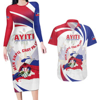 Haiti Couples Matching Long Sleeve Bodycon Dress and Hawaiian Shirt Men Anpil Chay Pa Lou LT05