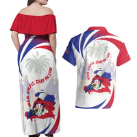 Haiti Couples Matching Off Shoulder Maxi Dress and Hawaiian Shirt Men Anpil Chay Pa Lou LT05