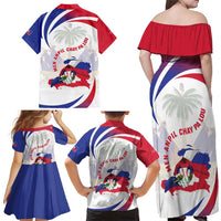 Haiti Family Matching Off Shoulder Maxi Dress and Hawaiian Shirt Men Anpil Chay Pa Lou LT05