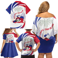 Haiti Family Matching Off Shoulder Short Dress and Hawaiian Shirt Men Anpil Chay Pa Lou LT05