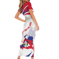 Haiti Family Matching Short Sleeve Bodycon Dress and Hawaiian Shirt Men Anpil Chay Pa Lou LT05