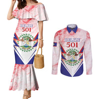 Personalized Belize 501 Couples Matching Mermaid Dress and Long Sleeve Button Shirt Coat Of Arms