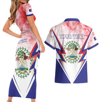 Personalized Belize 501 Couples Matching Short Sleeve Bodycon Dress and Hawaiian Shirt Coat Of Arms