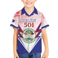 Personalized Belize 501 Family Matching Off The Shoulder Long Sleeve Dress and Hawaiian Shirt Coat Of Arms