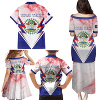 Personalized Belize 501 Family Matching Puletasi and Hawaiian Shirt Coat Of Arms