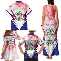 Personalized Belize 501 Family Matching Tank Maxi Dress and Hawaiian Shirt Coat Of Arms