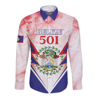 Personalized Belize 501 Long Sleeve Button Shirt Coat Of Arms