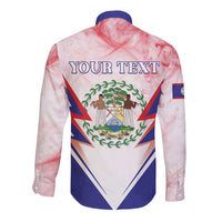Personalized Belize 501 Long Sleeve Button Shirt Coat Of Arms