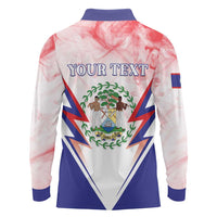 Personalized Belize 501 Long Sleeve Polo Shirt Coat Of Arms