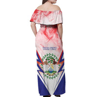 Personalized Belize 501 Off Shoulder Maxi Dress Coat Of Arms