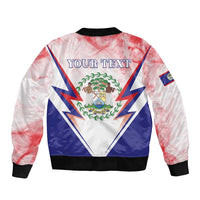 Personalized Belize 501 Sleeve Zip Bomber Jacket Coat Of Arms