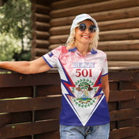 Personalized Belize 501 Women Polo Shirt Coat Of Arms