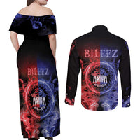 Belize Couples Matching Off Shoulder Maxi Dress and Long Sleeve Button Shirt Unique Style