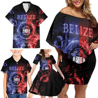 Belize Family Matching Off Shoulder Short Dress and Hawaiian Shirt Unique Style