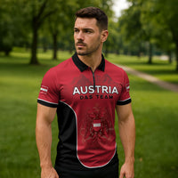 Custom Austria Football 2026 Zipper Polo Shirt Go Das Team