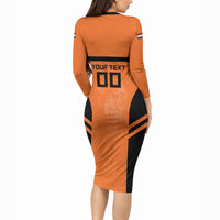 Custom Netherlands Football 2026 Long Sleeve Bodycon Dress Oranje Lion Special Style