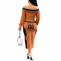 Custom Netherlands Football 2026 Off The Shoulder Long Sleeve Dress Oranje Lion Special Style