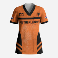 Custom Netherlands Football 2026 Scrub Top Oranje Lion Special Style