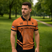 Custom Netherlands Football 2026 Zipper Polo Shirt Oranje Lion Special Style
