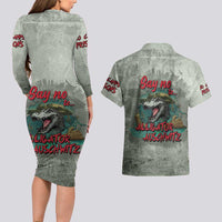 Say No To Alligator Auschwitz Couples Matching Long Sleeve Bodycon Dress and Hawaiian Shirt - Wonder Print Shop