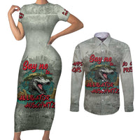 Say No To Alligator Auschwitz Couples Matching Short Sleeve Bodycon Dress and Long Sleeve Button Shirt - Wonder Print Shop