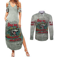Say No To Alligator Auschwitz Couples Matching Summer Maxi Dress and Long Sleeve Button Shirt - Wonder Print Shop