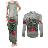 Say No To Alligator Auschwitz Couples Matching Tank Maxi Dress and Long Sleeve Button Shirt - Wonder Print Shop