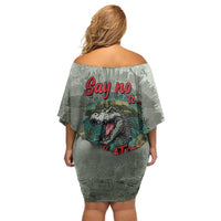 Say No To Alligator Auschwitz Family Matching Off Shoulder Short Dress and Hawaiian Shirt - Wonder Print Shop
