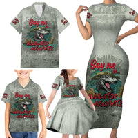 Say No To Alligator Auschwitz Family Matching Short Sleeve Bodycon Dress and Hawaiian Shirt - Wonder Print Shop