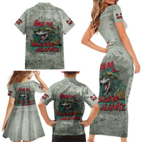 Say No To Alligator Auschwitz Family Matching Short Sleeve Bodycon Dress and Hawaiian Shirt - Wonder Print Shop