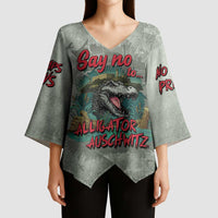 Say No To Alligator Auschwitz Kimono Sleeve Blouse - Wonder Print Shop